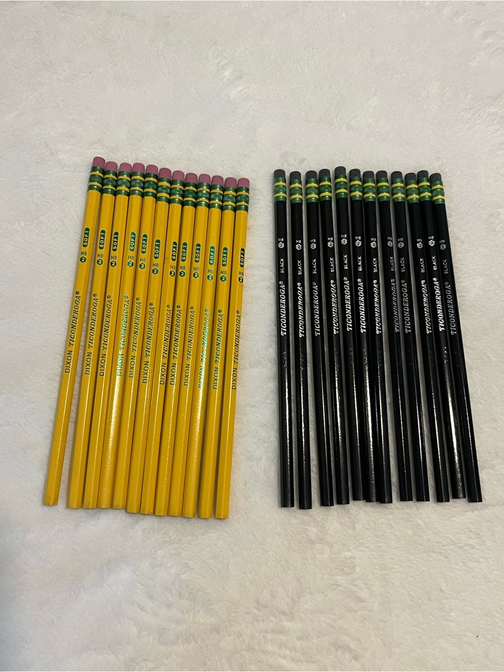 Ticonderoga Wood Pencils Black No 2 & Yellow No 2 Total of 24 Premium Graphite